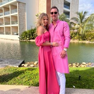 ASOS DESIGN Satin Lehenga Set | hot pink